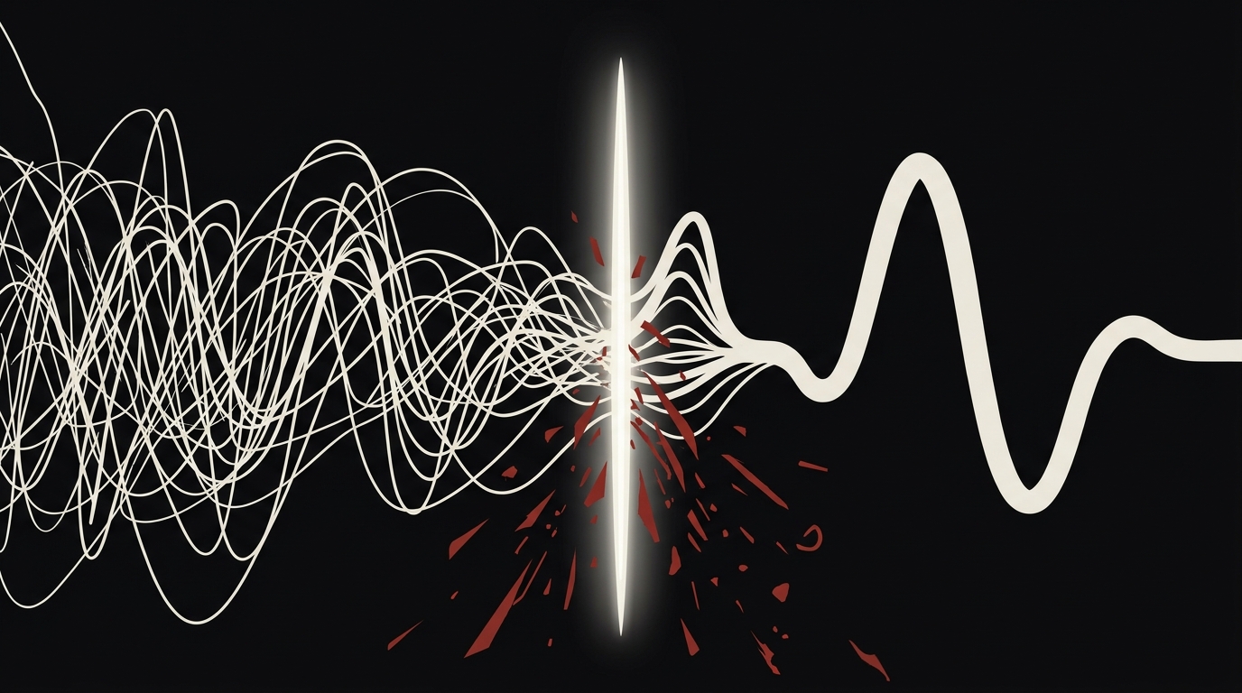 Diagram-style illustration of a waveform passing through six measuring gates