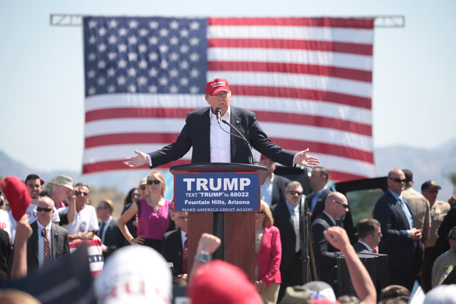 Donald Trump at a 2016 campaign rally